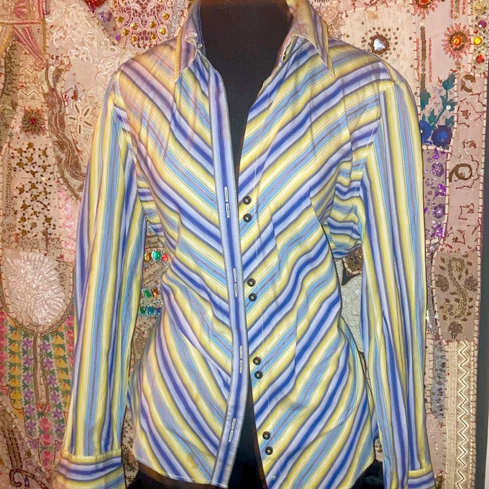 100% Cotton 8 Button Closure Multiple Pinstripes … - image 1